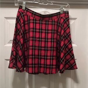 SHEIN Red and Black Skater Mini Skirt